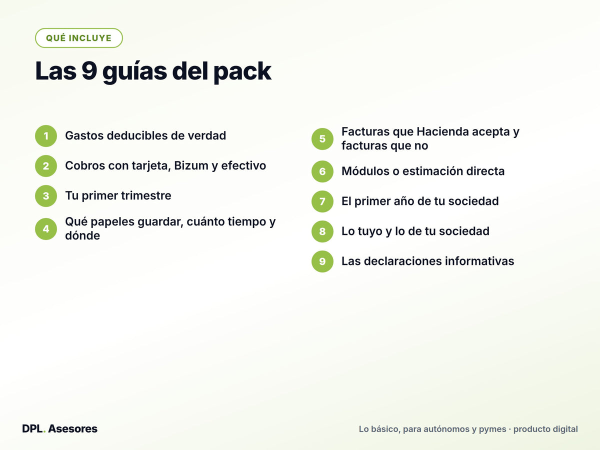 Pack de las 9 píldoras básicas para autónomos y pymes